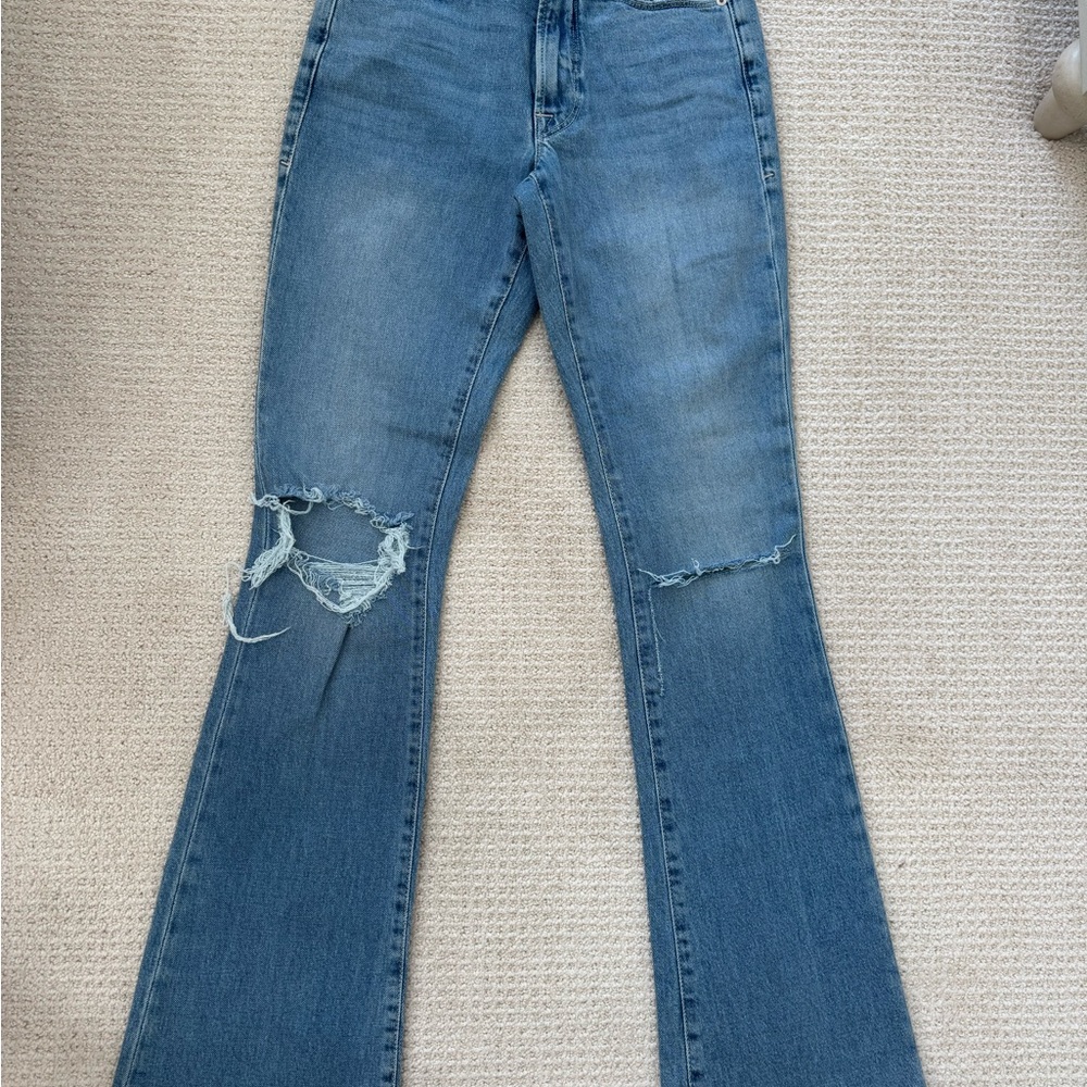 Good American Blue Flare Wide Leg Jeans